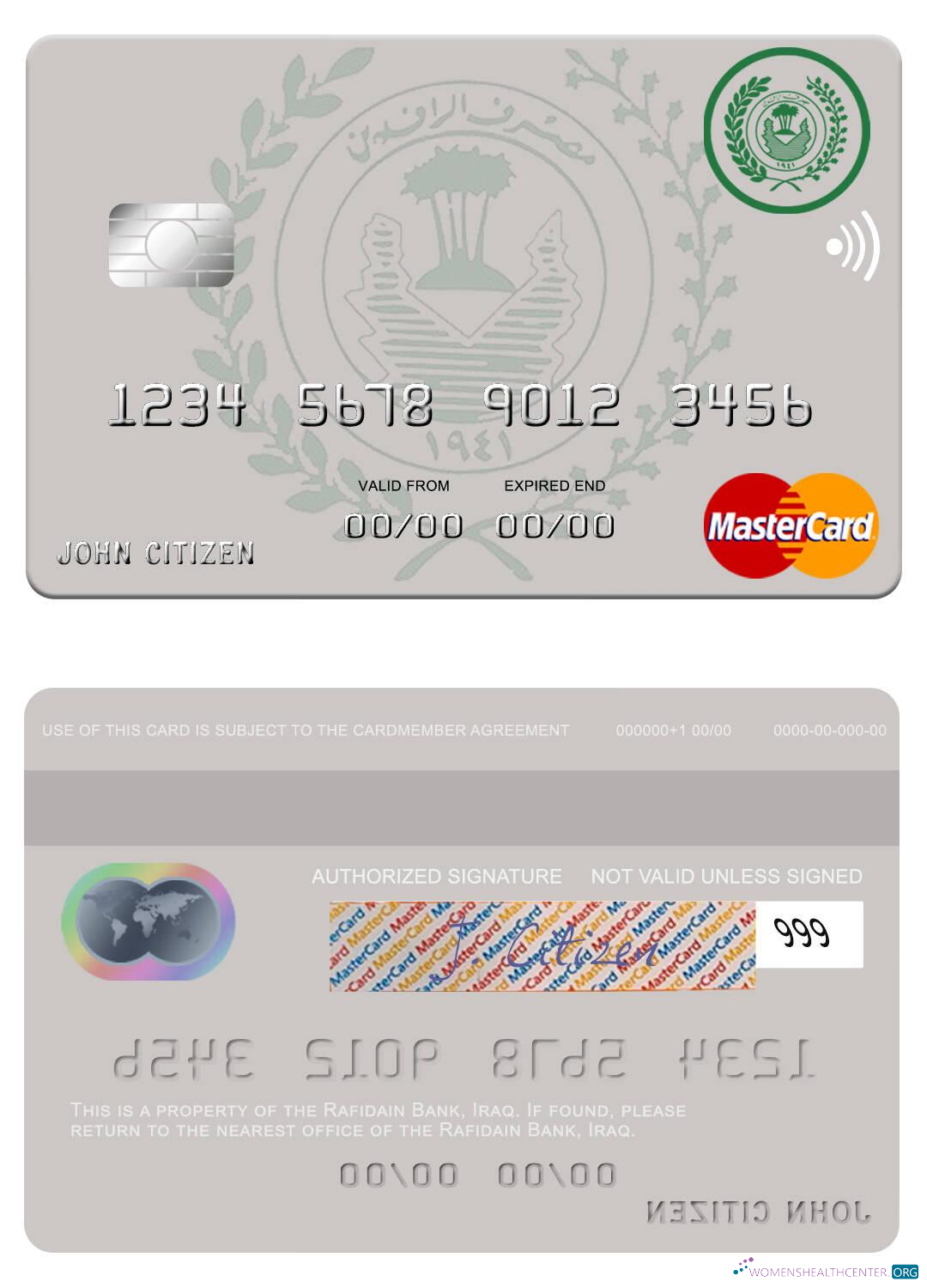 Editierbare Herunterladen Irak Rafidian Bank Mastercard Photoshop Vorlage