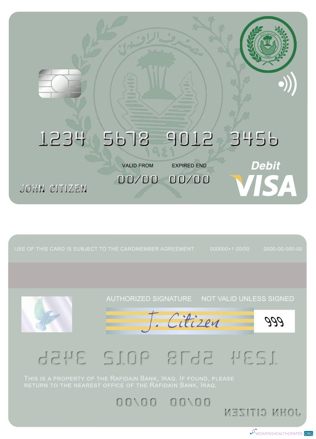 Premium Herunterladen Irak Rafidian Bank Visa Debit Karte Photoshop Vorlage