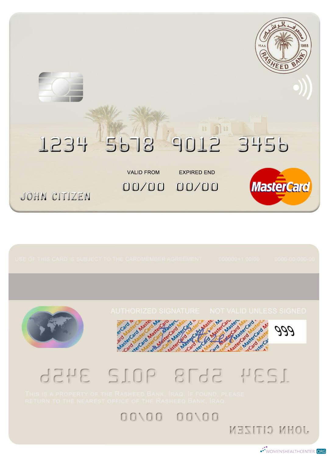 Premium Herunterladen Irak Rasheed Bank Mastercard Photoshop Vorlage