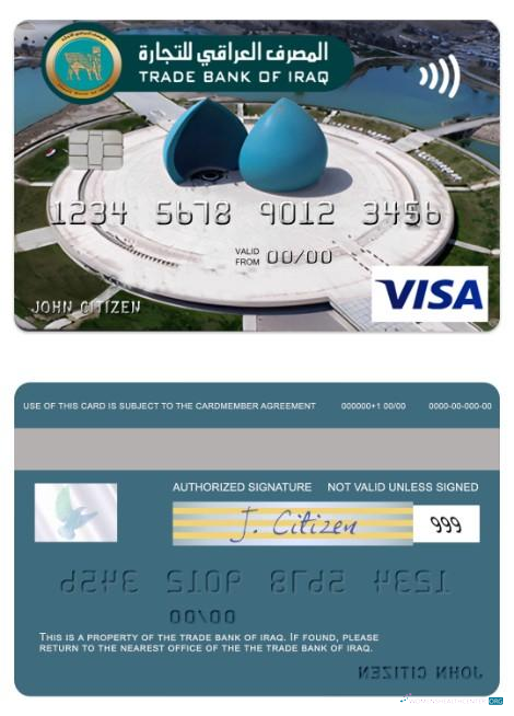 Editierbare Herunterladen Irak Trade Bank von Irak Visia Classic Karte Photoshop Vorlage