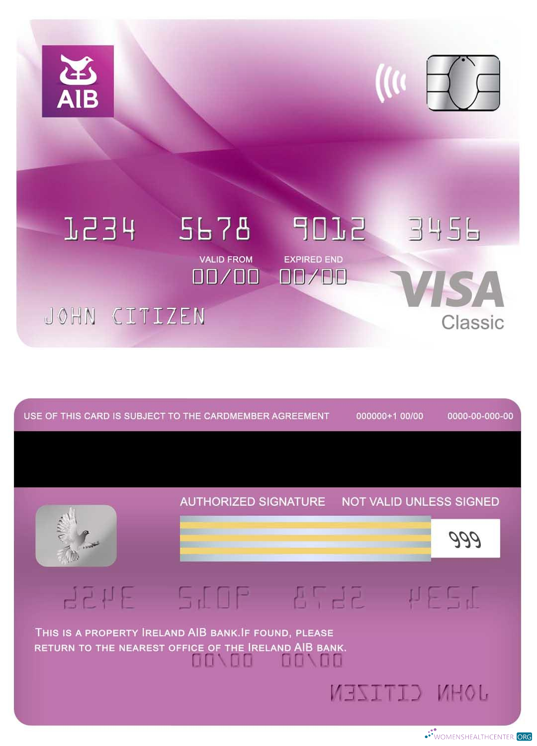 Hochwertige Herunterladen Irland AIB Bank Bank Visa Classic Karte Photoshop Vorlage