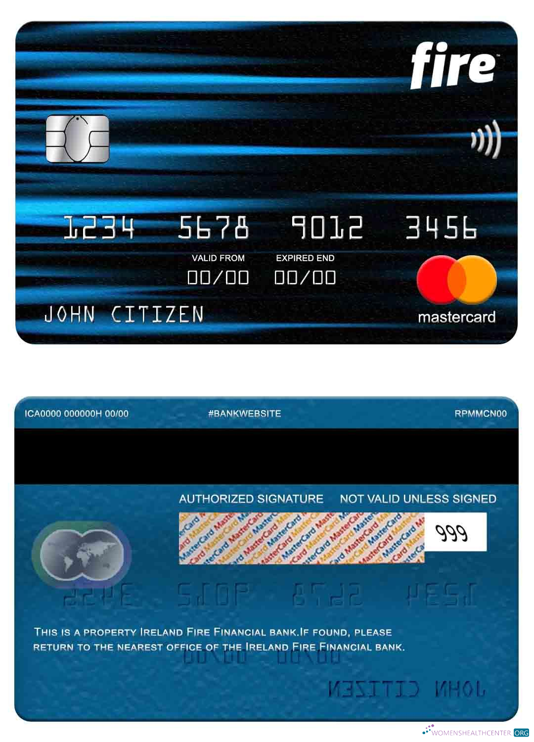 Professionelle Herunterladen Irland Fire Financial Bank Mastercard Photoshop Vorlage