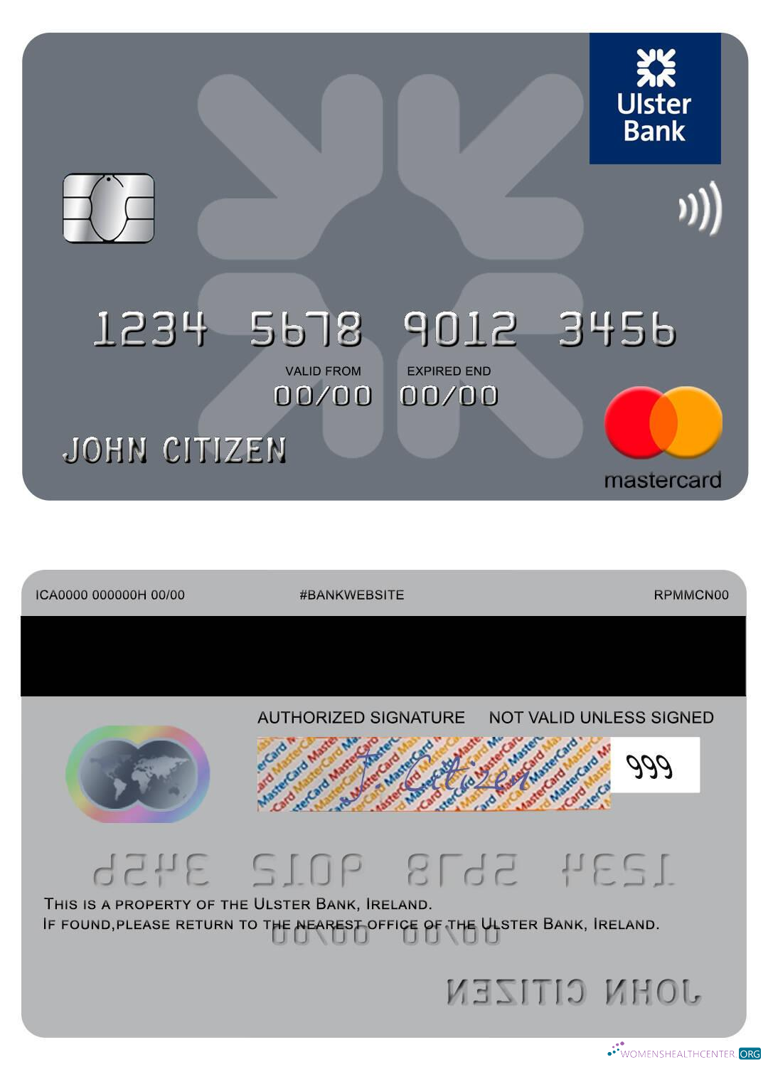 Editierbare Herunterladen Irland Ulster Bank Irland Mastercard Photoshop Vorlage