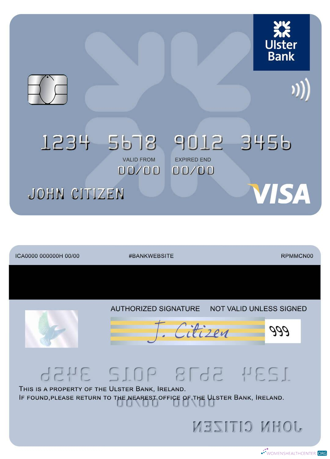Editierbare Herunterladen Irland Ulster Bank Irland Visa Karte Photoshop Vorlage