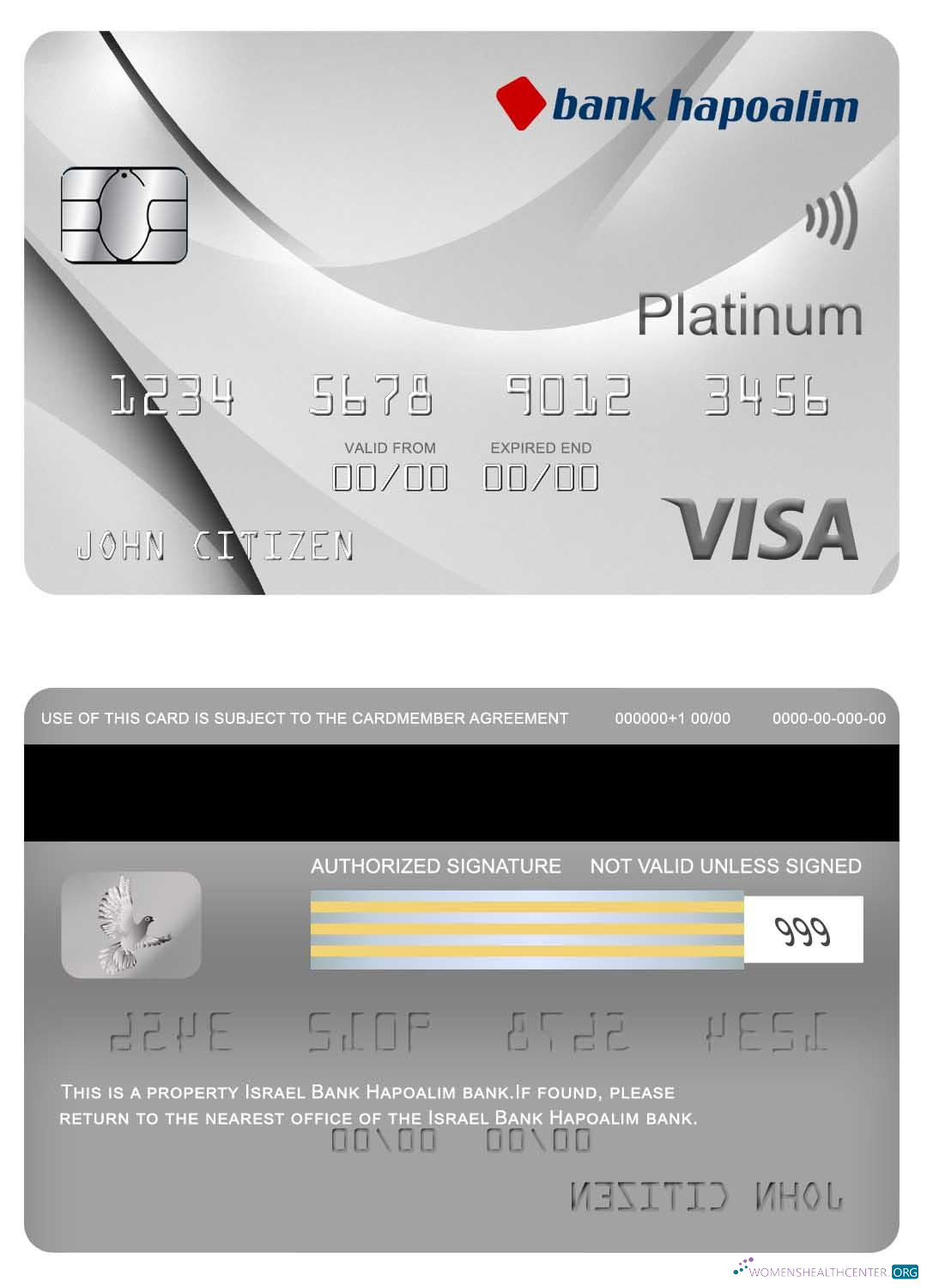 Realistische Herunterladen Israel Bank Hapoalim Bank Visa Platin Karte Photoshop Vorlage