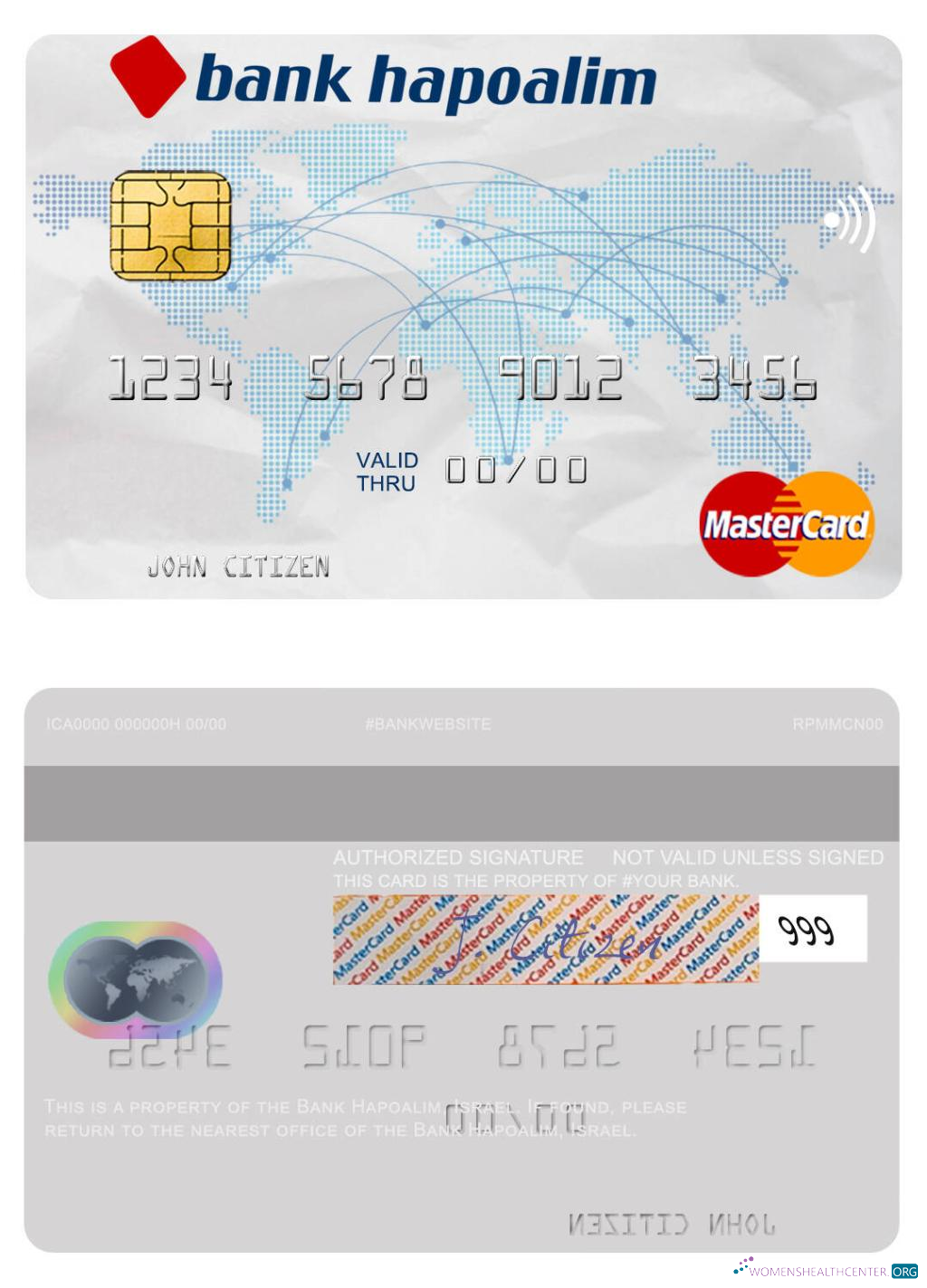 Professionelle Herunterladen Israel Bank Hapoalim Mastercard Photoshop Vorlage