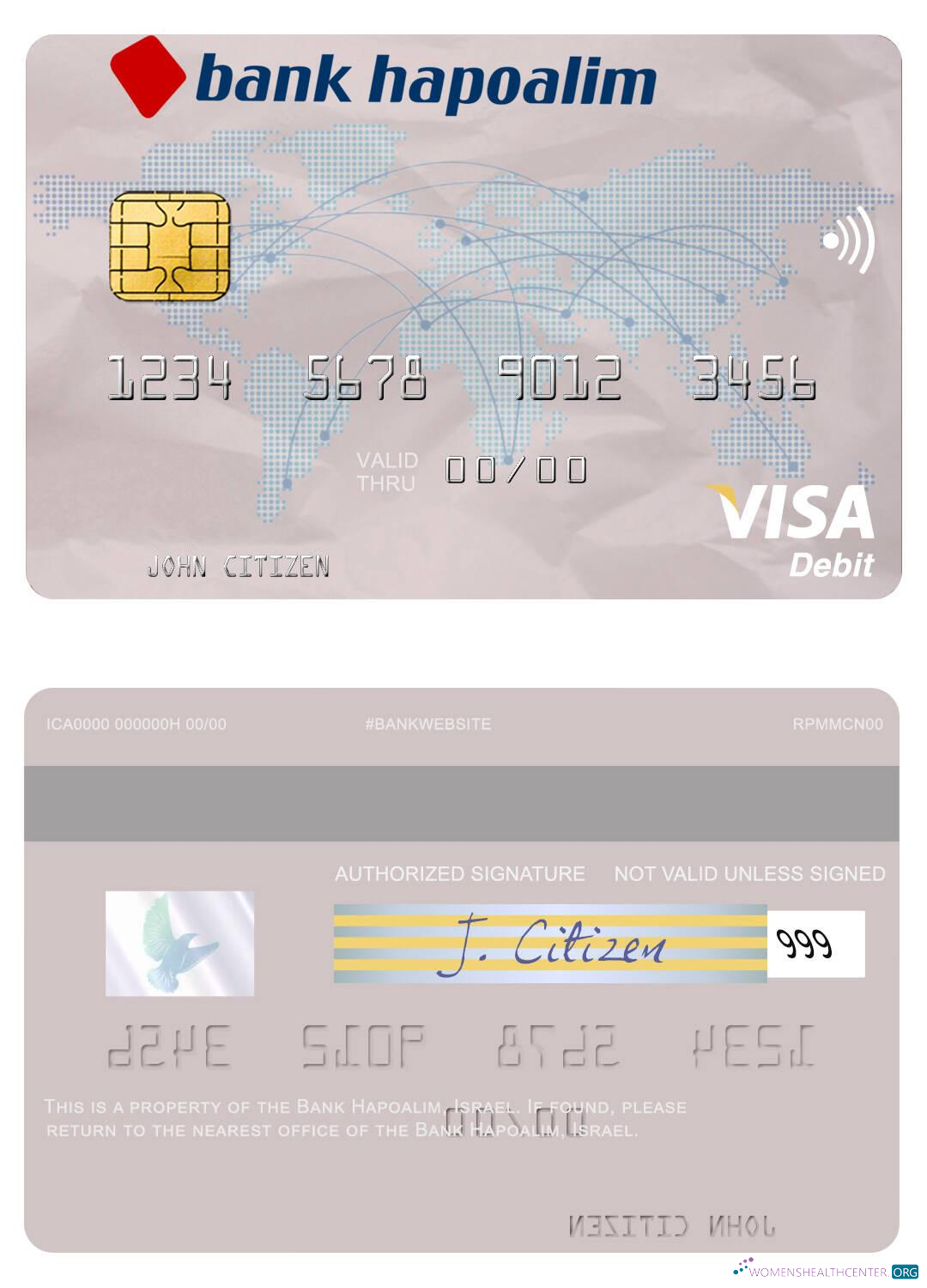 Hochwertige Herunterladen Israel Bank Hapoalim Visa Debit Karte Photoshop Vorlage