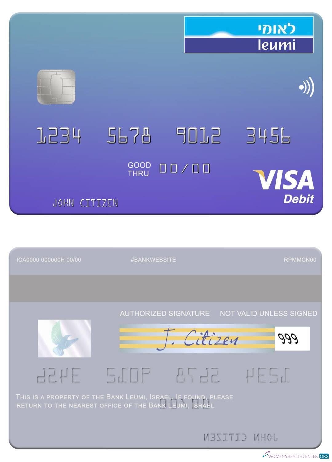 Premium Herunterladen Israel Bank Leumi Visa Debit Karte Photoshop Vorlage
