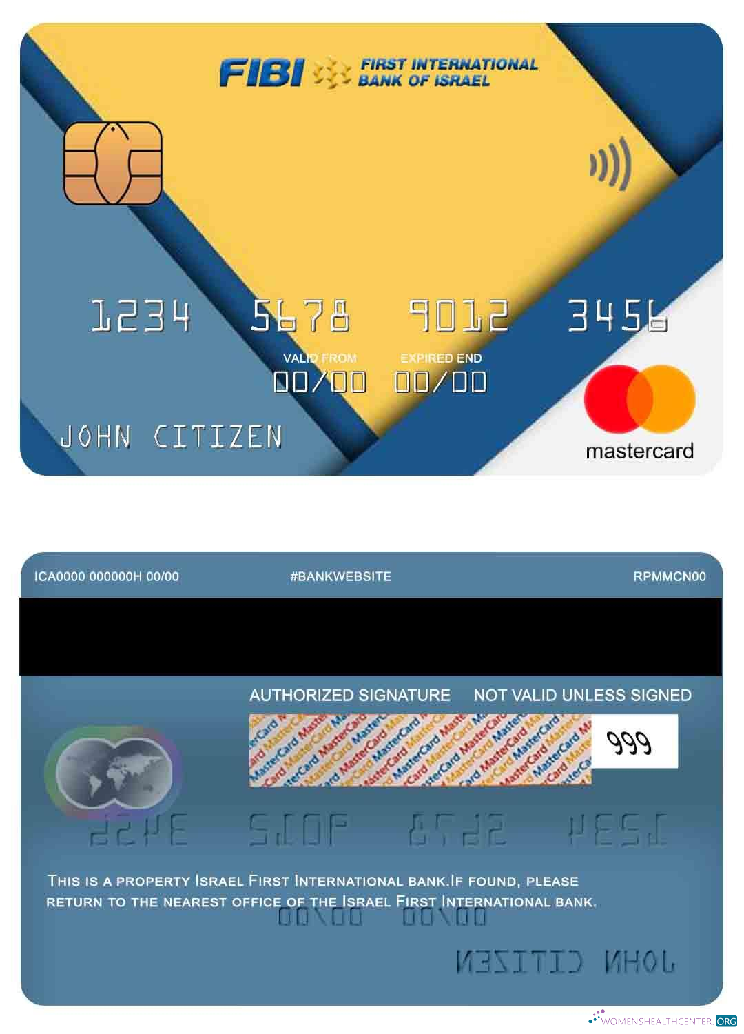 Editierbare Herunterladen Israel Erste Internationale Bank Mastercard Photoshop Vorlage