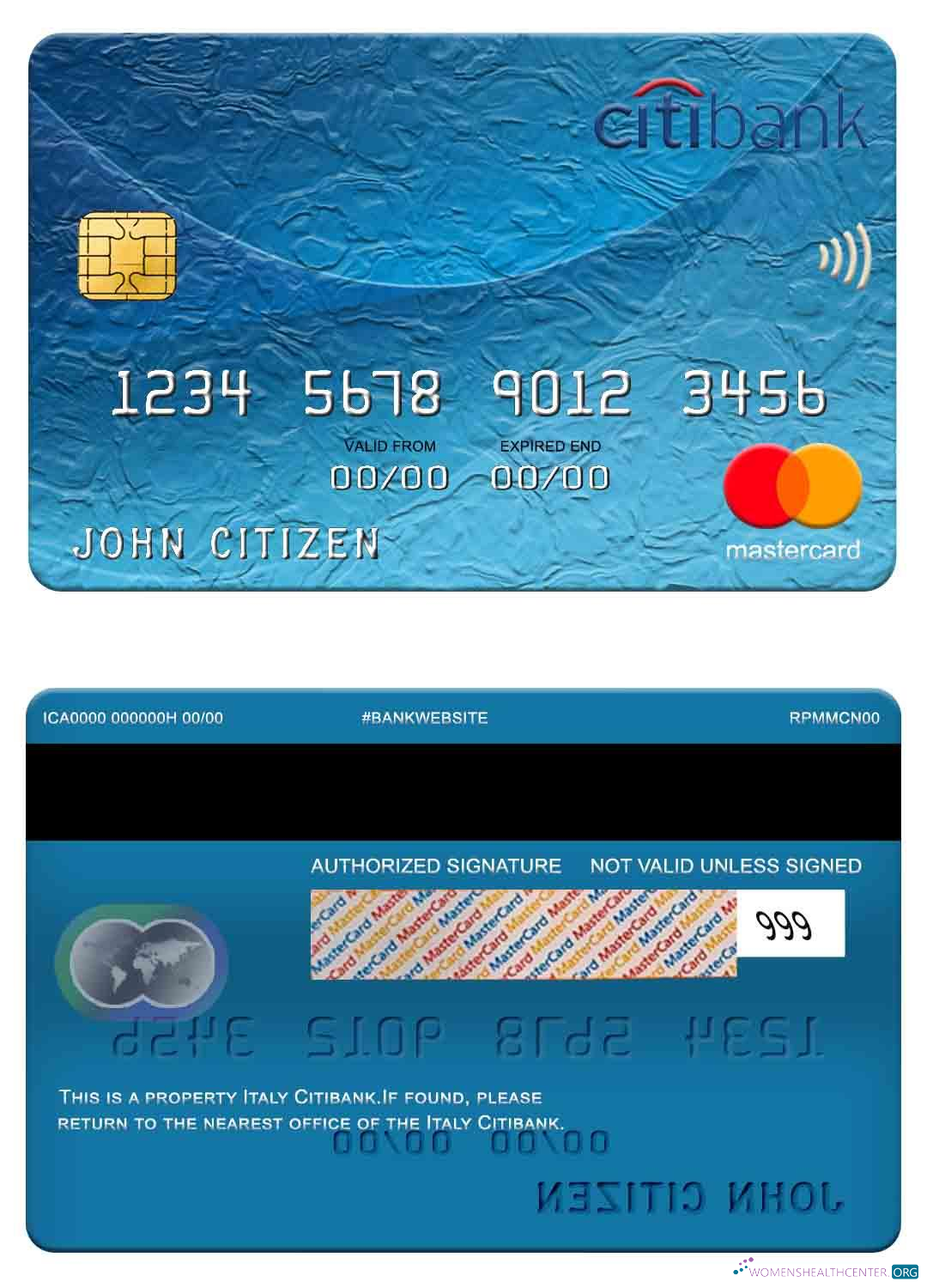 Editierbare Herunterladen Italien Citibank Mastercard Photoshop Vorlage