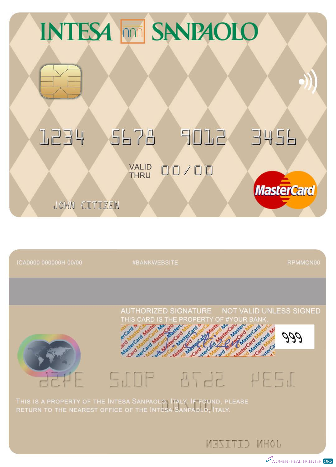 Realistische Herunterladen Italien Intesa Sanpaolo Mastercard Photoshop Vorlage
