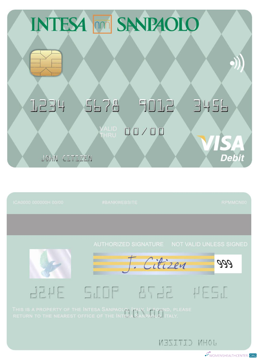 Hochwertige Herunterladen Italien Intesa Sanpaolo Visa Debit Karte Photoshop Vorlage