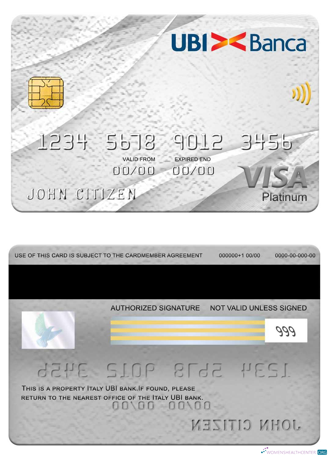 Professionelle Herunterladen Italien UBI Bank Visa Platin Karte Photoshop Vorlage
