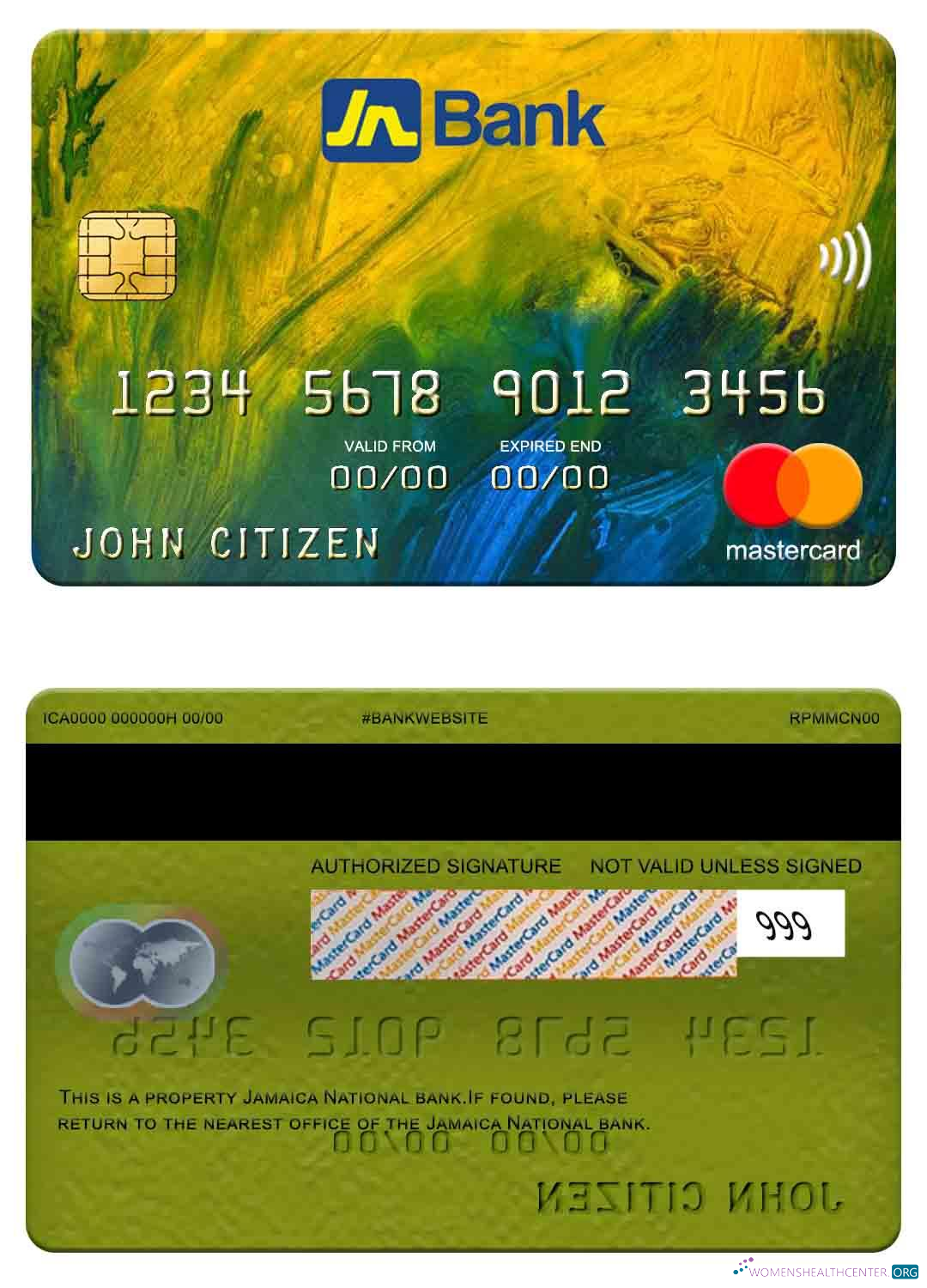 Professionelle Herunterladen Jamaika National Bank Mastercard Photoshop Vorlage