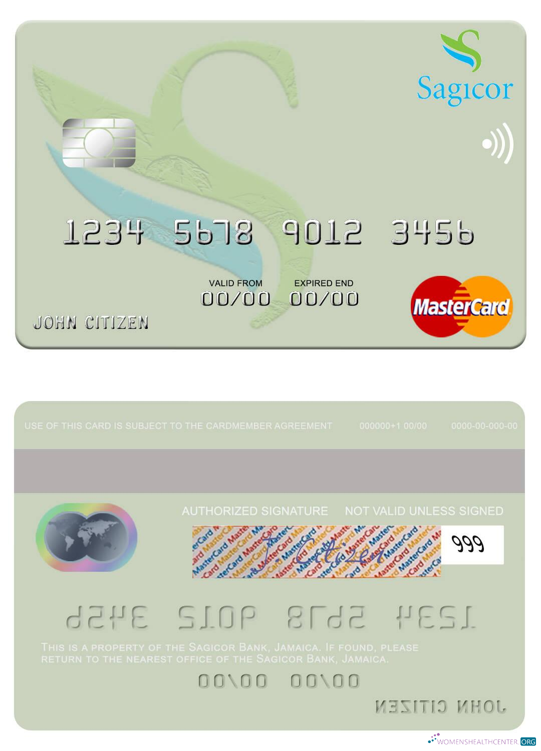 Editierbare Herunterladen Jamaika Sagicor Bank Mastercard Photoshop Vorlage