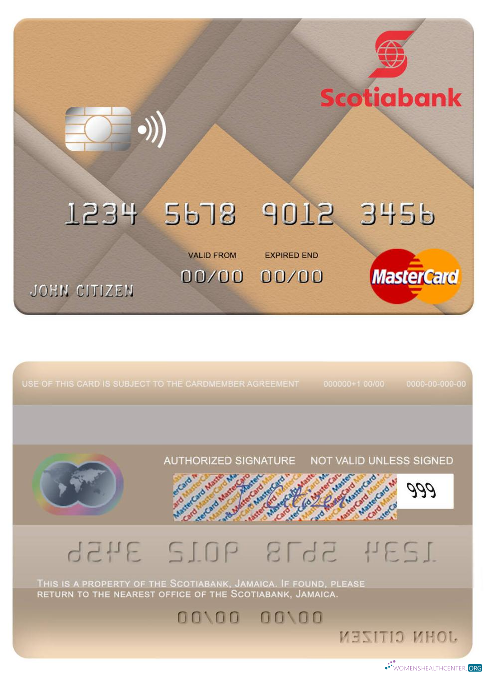 Editierbare Herunterladen Jamaika Scotiabank Mastercard Photoshop Vorlage