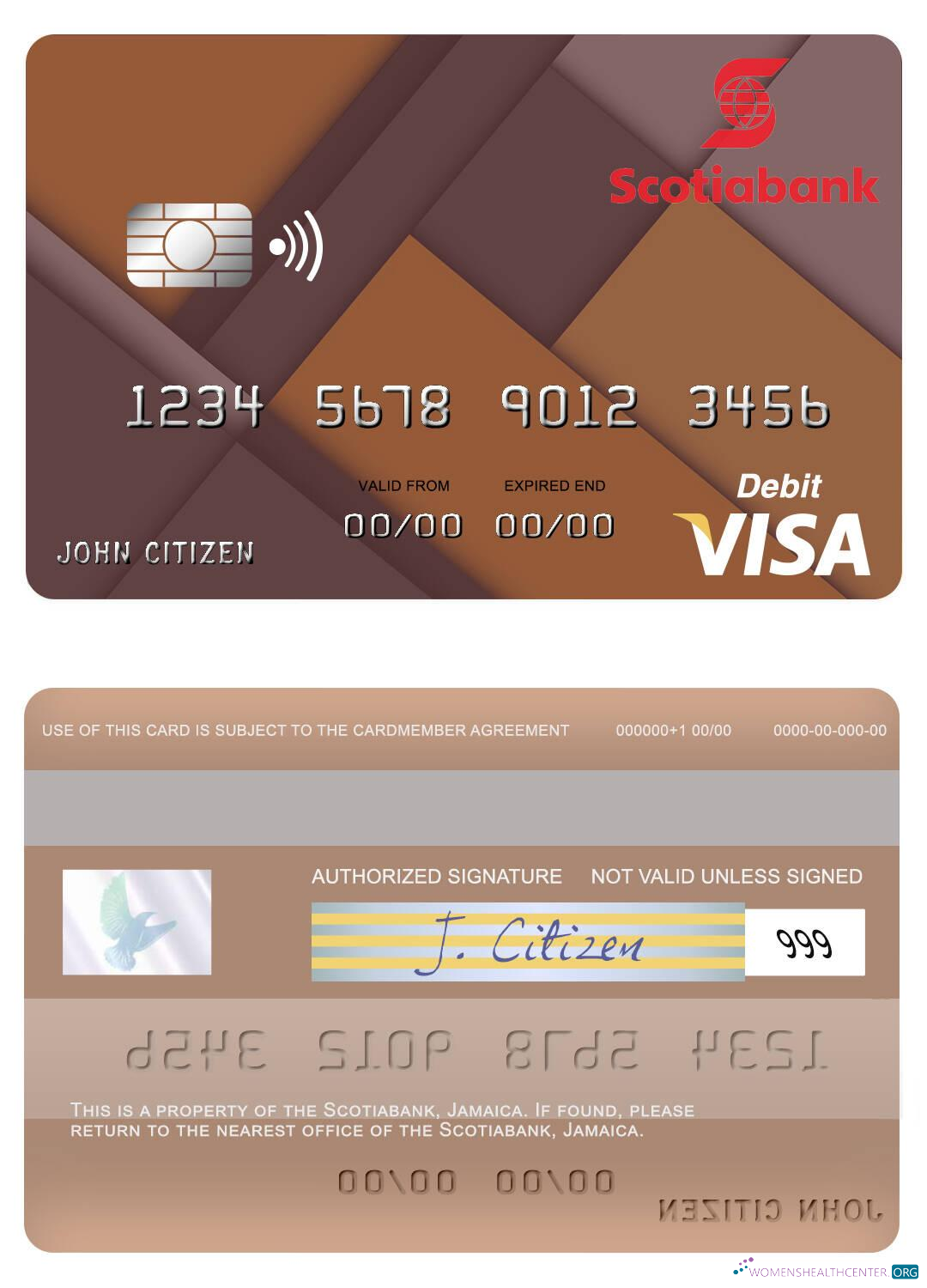 Professionelle Herunterladen Jamaika Scotiabank Visa Debit Karte Photoshop Vorlage