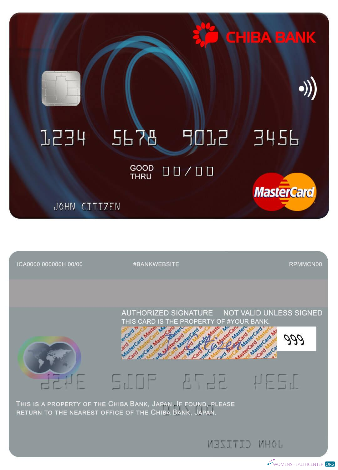Editierbare Herunterladen Japan Chiba Bank Mastercard Photoshop Vorlage