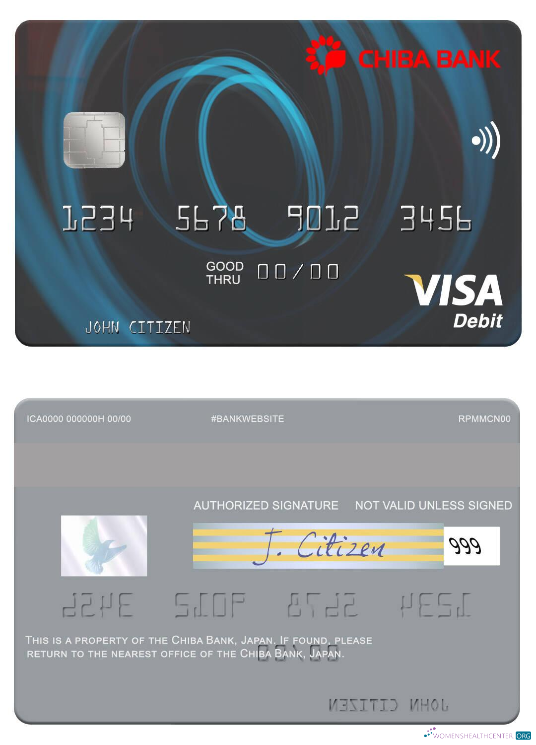 Editierbare Herunterladen Japan Chiba Bank Visa Debit Karte Photoshop Vorlage