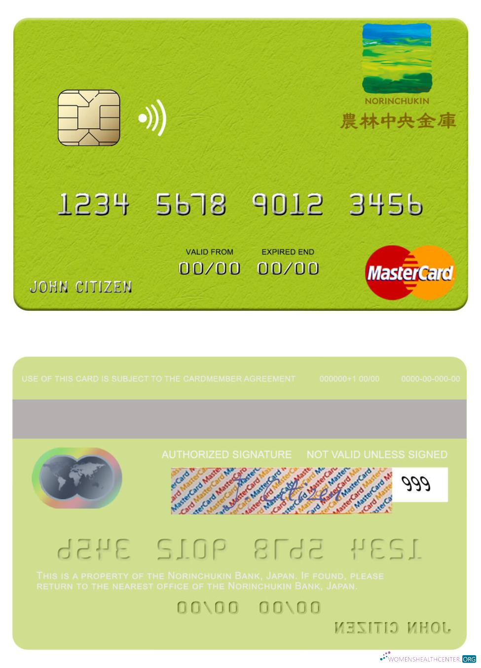 Hochwertige Herunterladen Japan Norinchukin Bank Mastercard Photoshop Vorlage