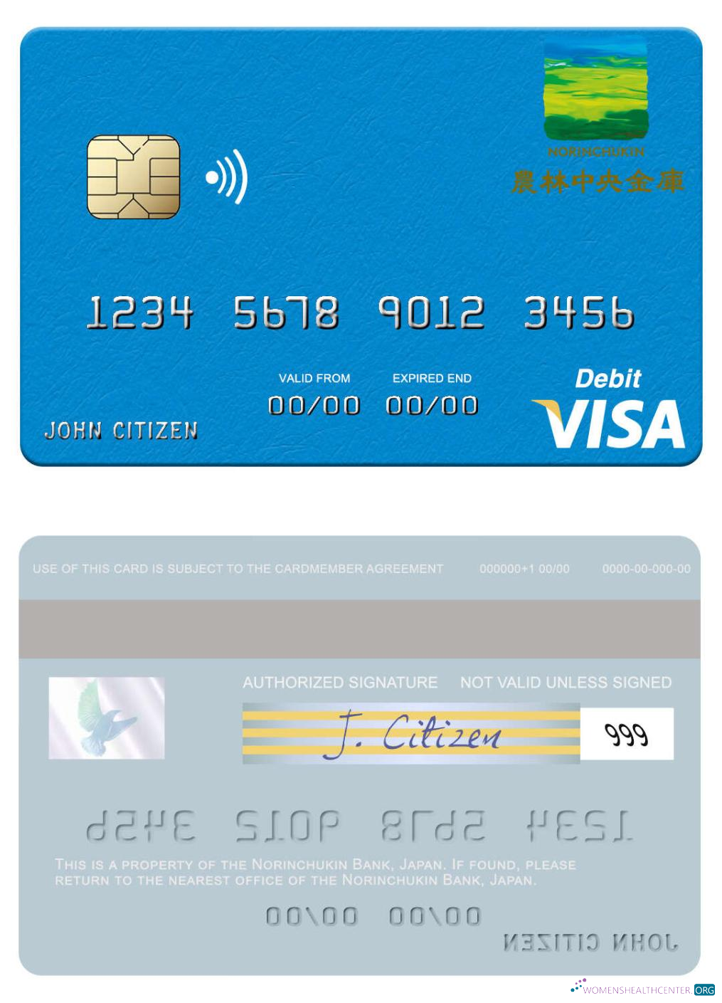 Premium Herunterladen Japan Norinchukin Bank Visa Debit Karte Photoshop Vorlage
