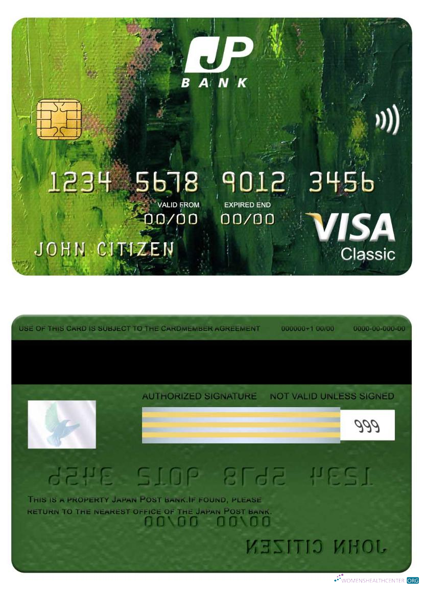 Professionelle Herunterladen Japan Post Bank Visa Classic Karte Photoshop Vorlage