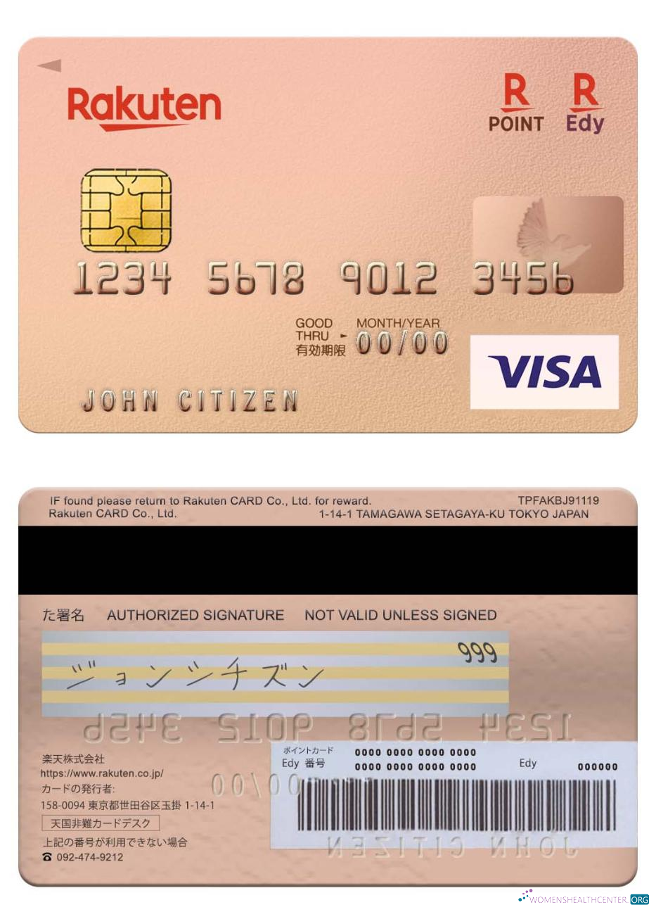 Professionelle Herunterladen Japan Rakuten Bank Visa Karte Photoshop Vorlage