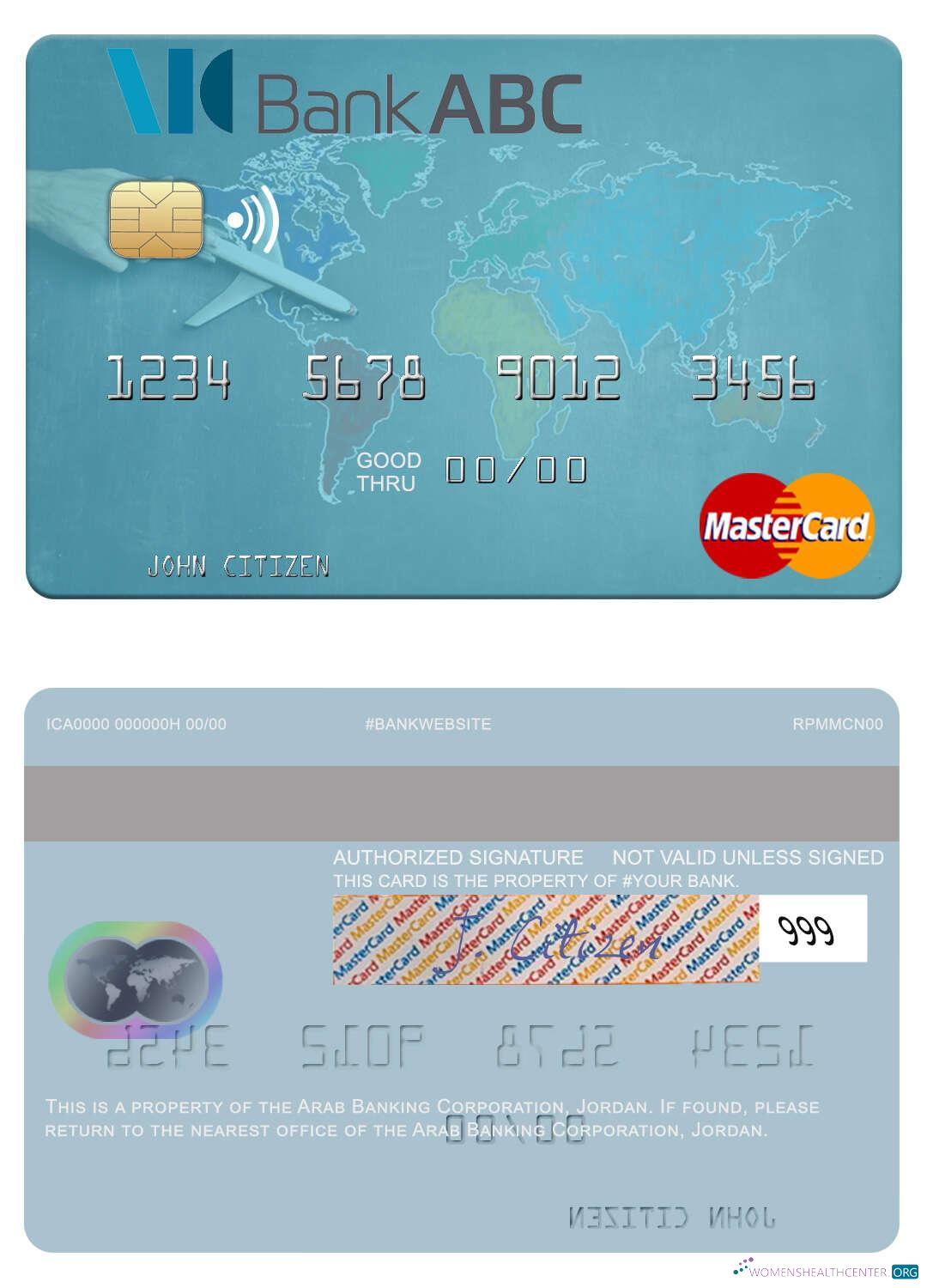 Realistische Herunterladen Jordanien Arab Banking Konzern Mastercard Photoshop Vorlage