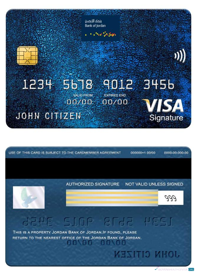 Professionelle Herunterladen Jordanien Bank von Jordanien Visa Signature Karte Photoshop Vorlage