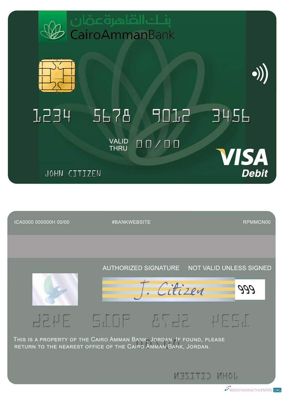 Editierbare Herunterladen Jordanien Cairo Amman Bank Visa Debit Karte Photoshop Vorlage