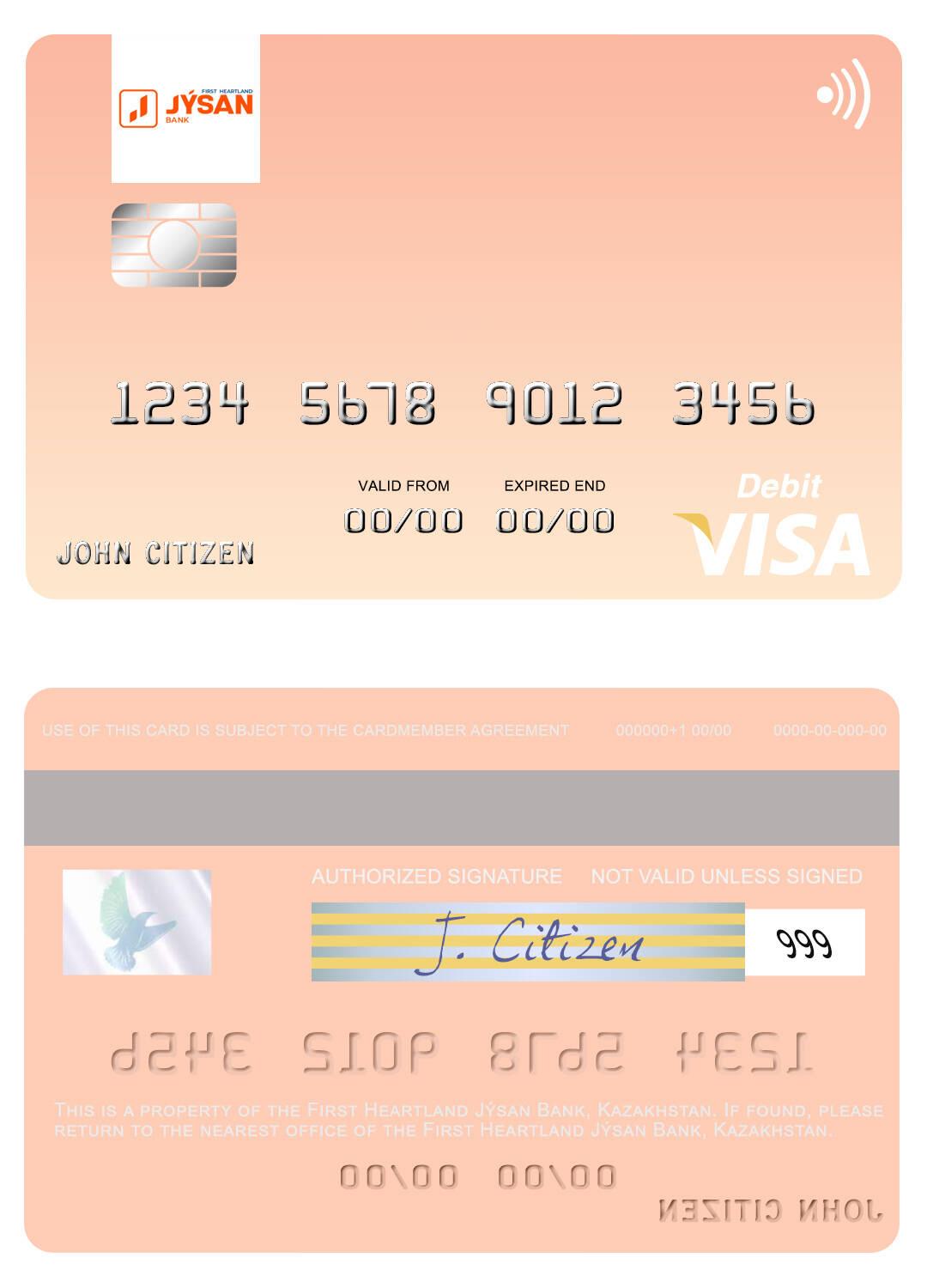 Premium Herunterladen Kasachstan Erste Heartland Jýsan Bank Visa Debit Karte Photoshop Vorlage