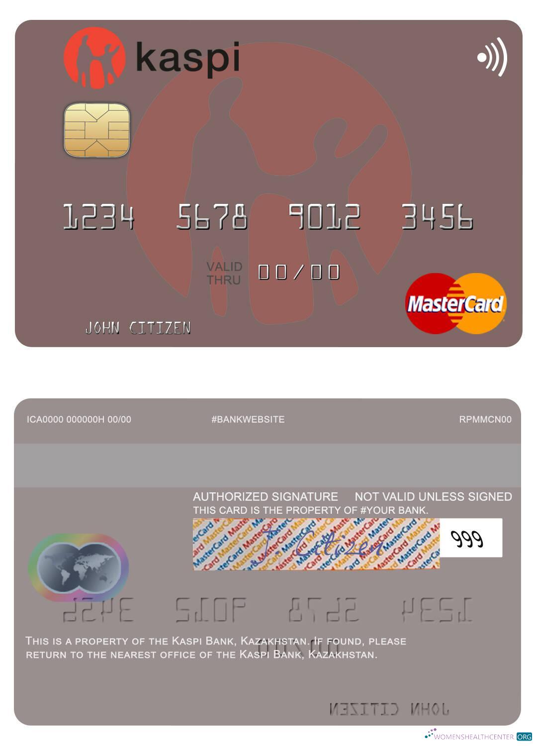 Editierbare Herunterladen Kasachstan Kaspi Bank Mastercard Photoshop Vorlage