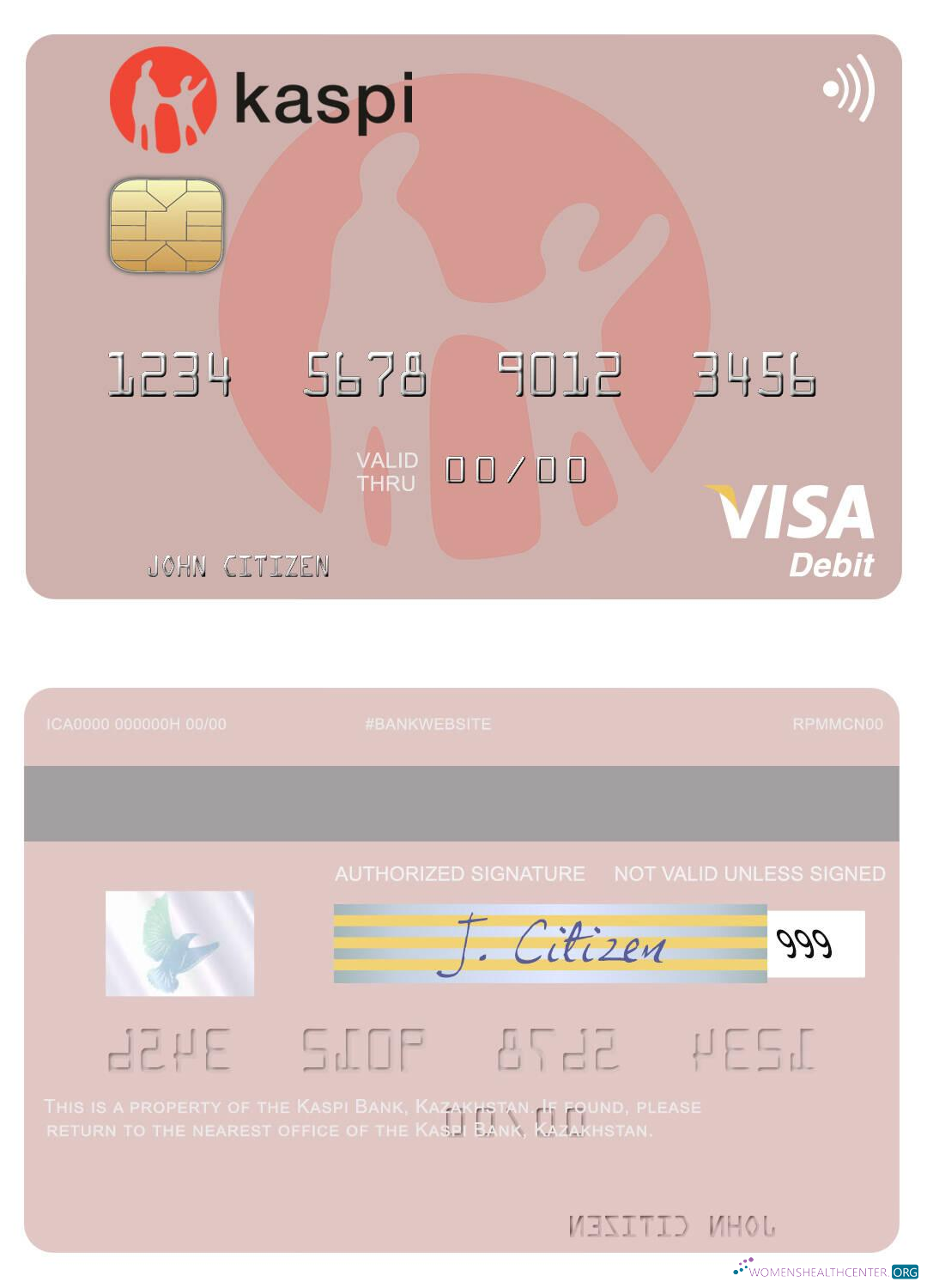 Hochwertige Herunterladen Kasachstan Kaspi Bank Visa Debit Karte Photoshop Vorlage