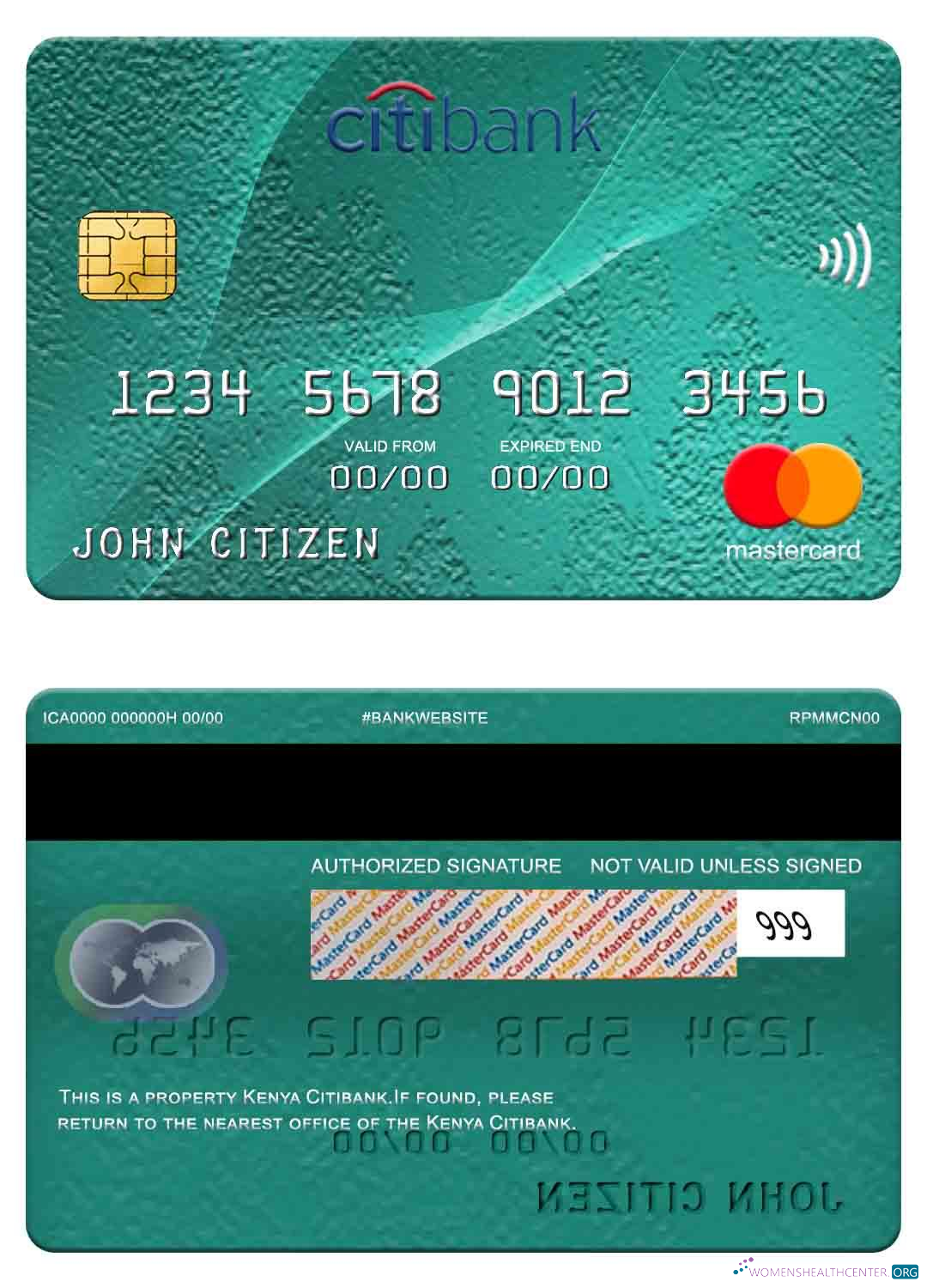 Realistische Herunterladen Kenia Citibank Mastercard Photoshop Vorlage