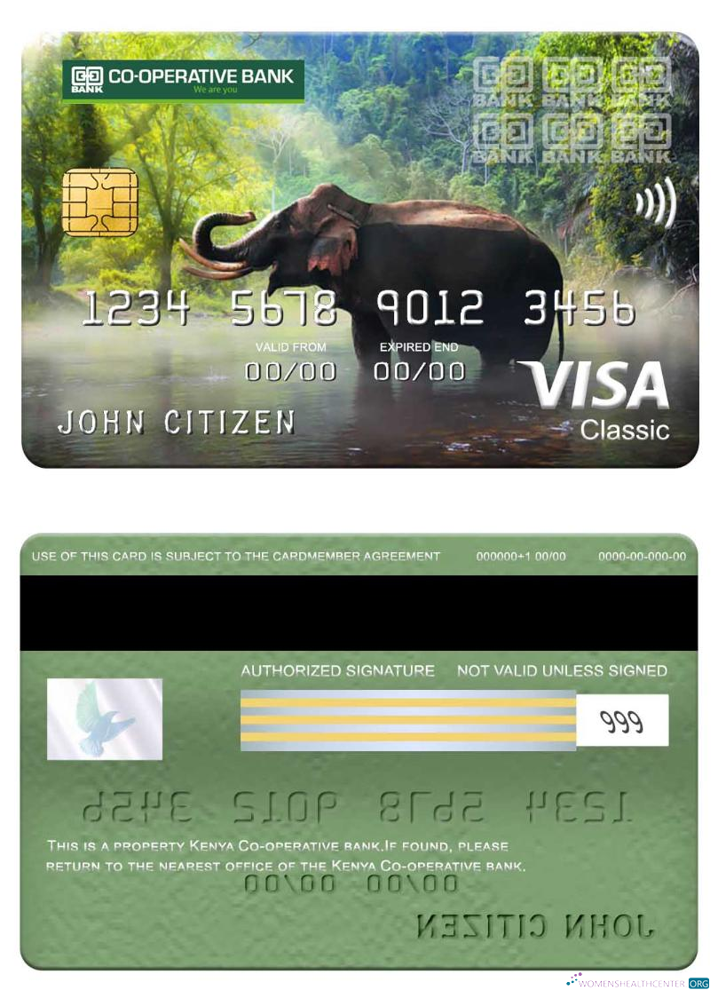 Realistische Herunterladen Kenia Co Operative Bank Visa Classic Karte Photoshop Vorlage