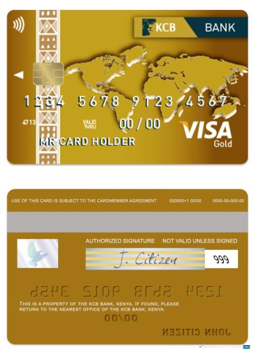 Premium Herunterladen Kenia KCB Bank Visa Gold Karte Photoshop Vorlage