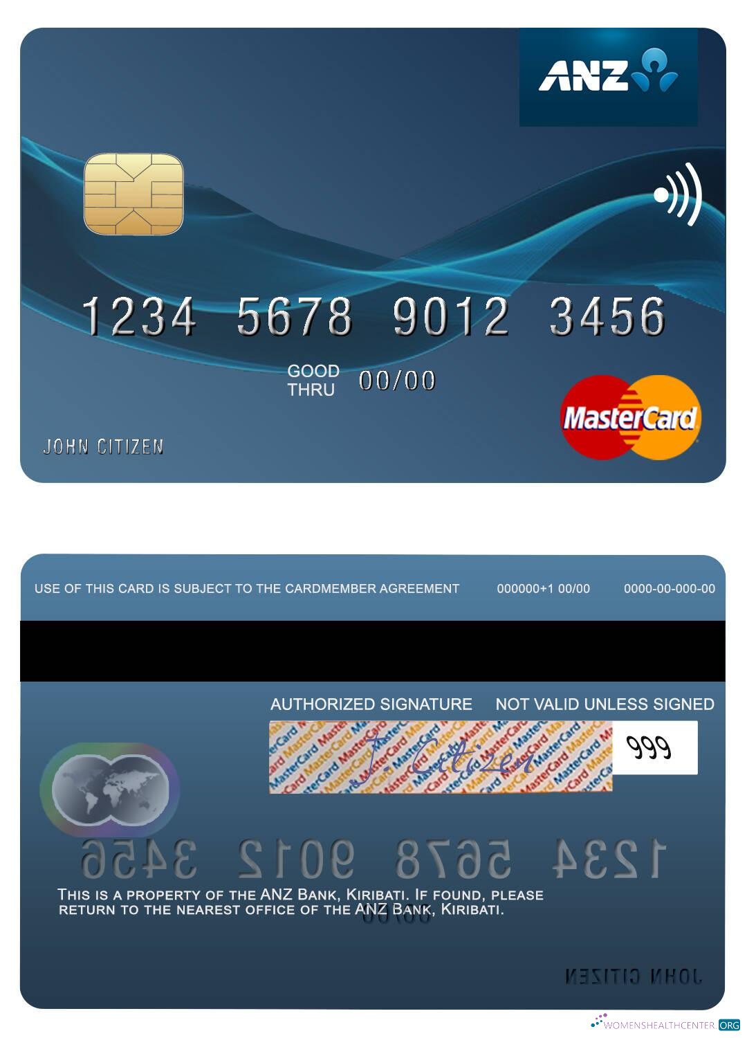 Premium Herunterladen Kiribati ANZ Bank Mastercard Photoshop Vorlage