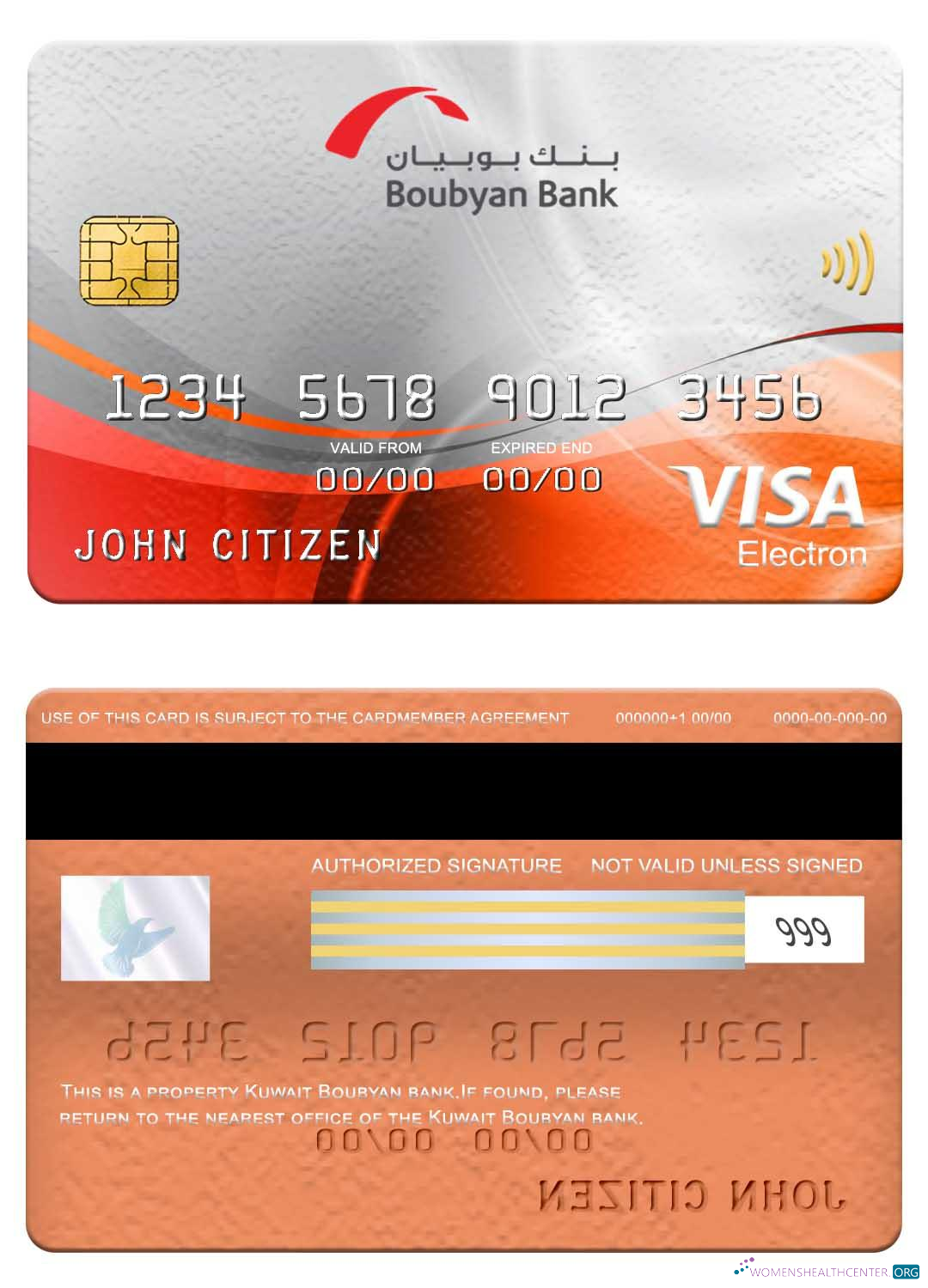 Editierbare Herunterladen Kuwait Boubyan Bank Visa Electron Karte Photoshop Vorlage