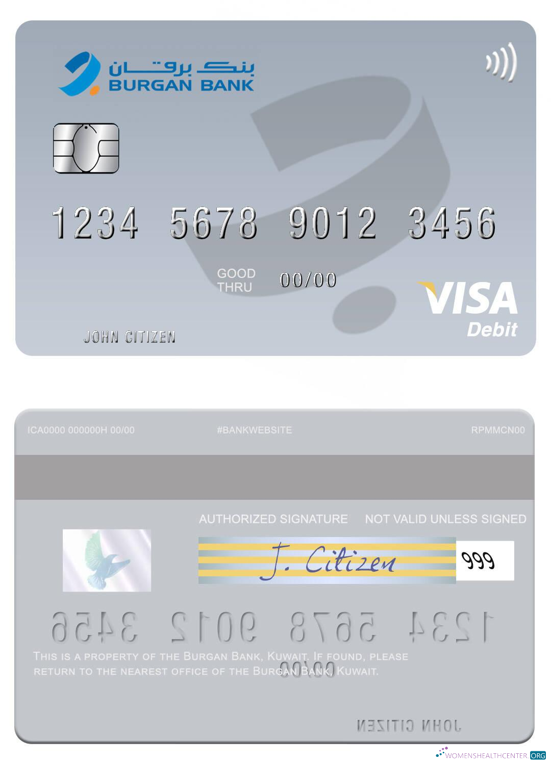 Editierbare Herunterladen Kuwait Burgan Bank Visa Debit Karte Photoshop Vorlage