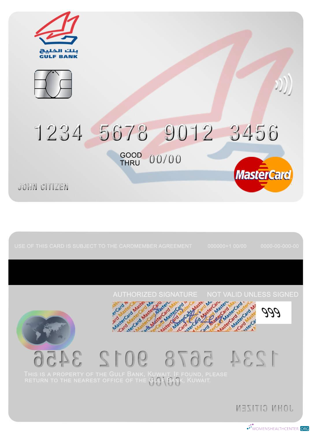 Editierbare Herunterladen Kuwait Gulf Bank Mastercard Photoshop Vorlage