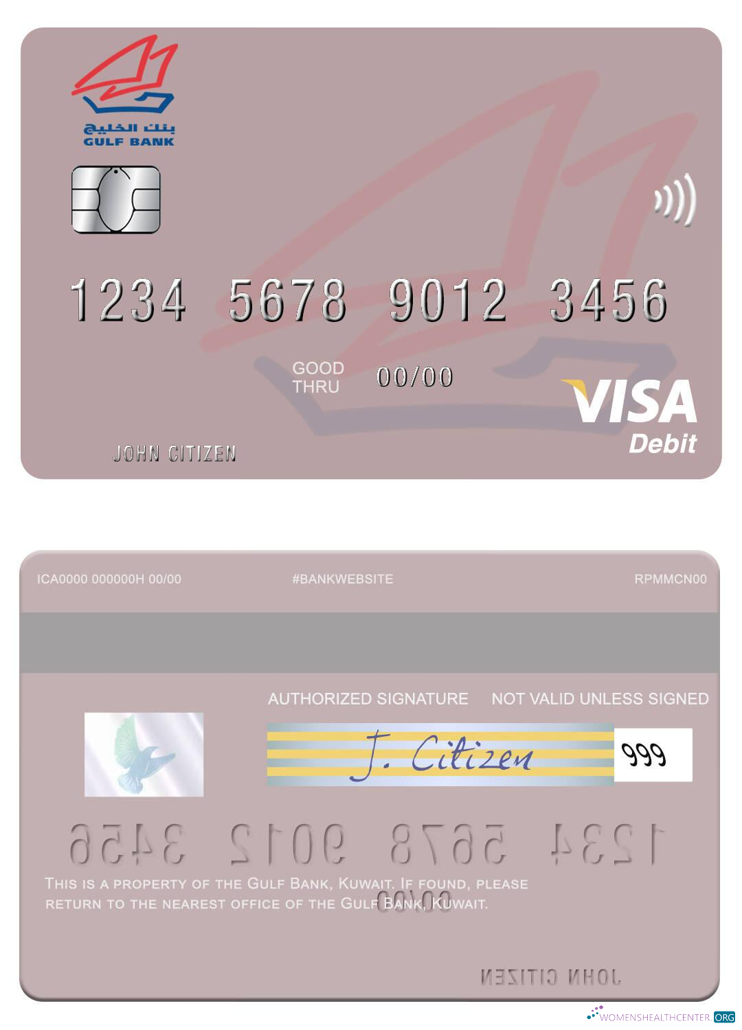 Professionelle Herunterladen Kuwait Gulf Bank Visa Debit Karte Photoshop Vorlage