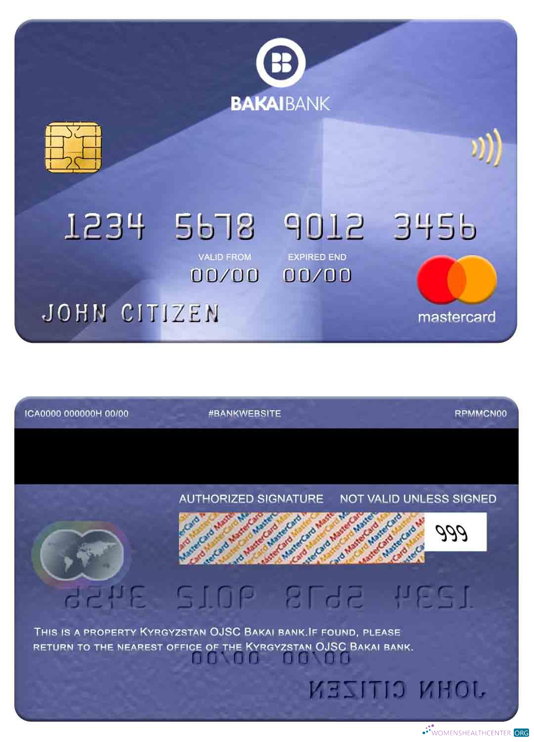 Hochwertige Herunterladen Kirgisistan OJSC Bakai Bank Mastercard Photoshop Vorlage
