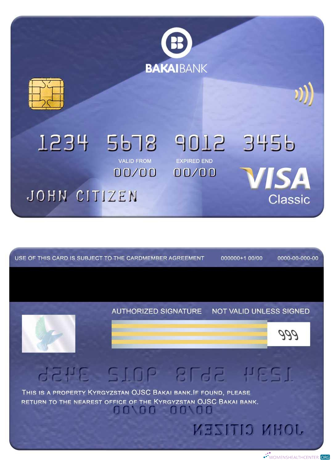 Professionelle Herunterladen Kirgisistan OJSC Bakai Bank Visa Classic Karte Photoshop Vorlage