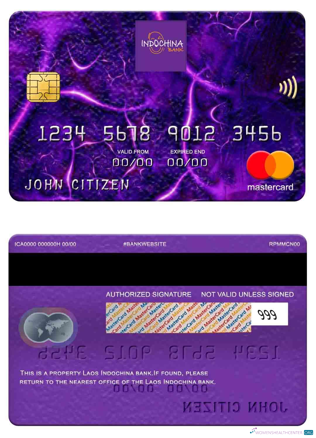 Realistische Herunterladen Laos Indochina Bank Mastercard Photoshop Vorlage
