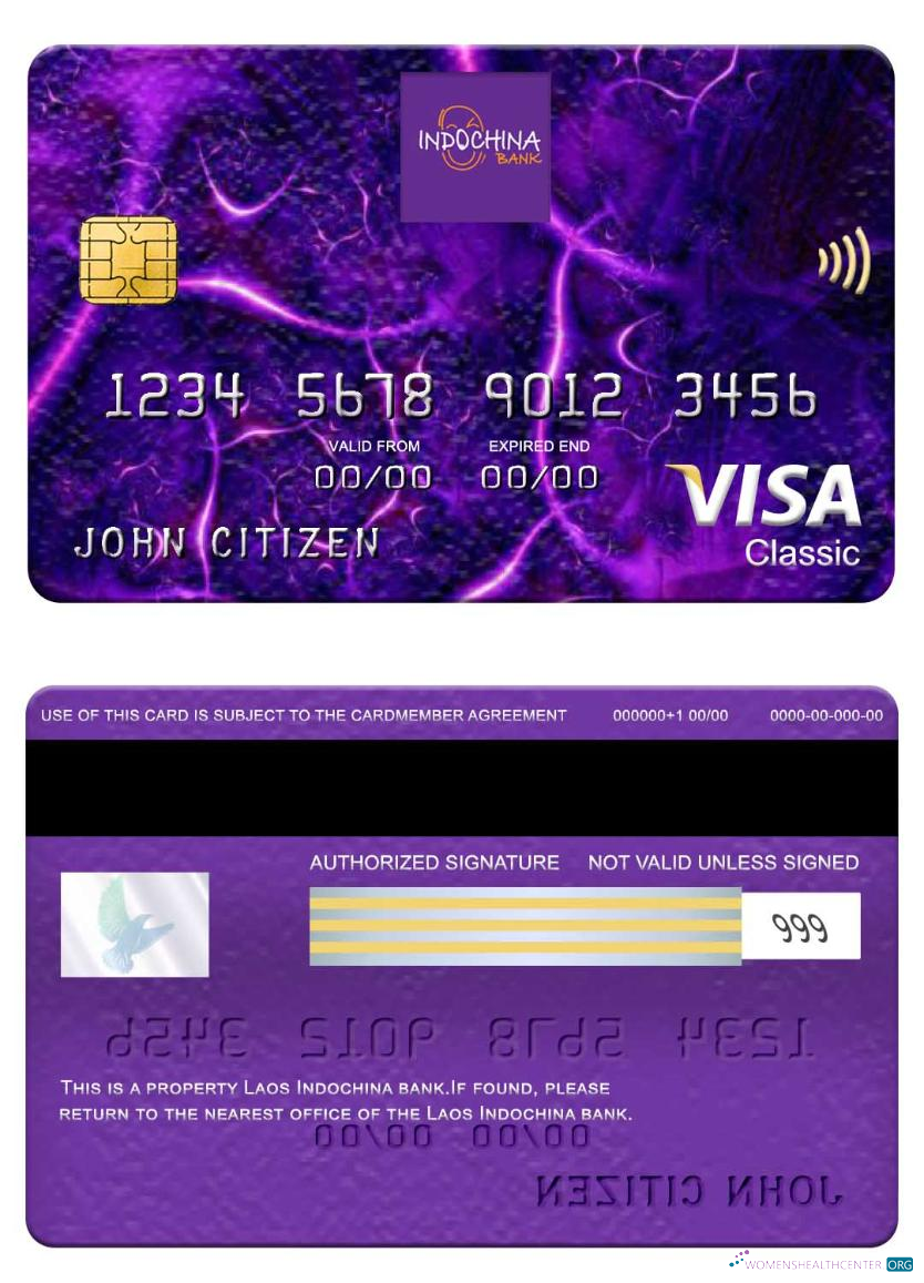 Editierbare Herunterladen Laos Indochina Bank Visa Classic Karte Photoshop Vorlage
