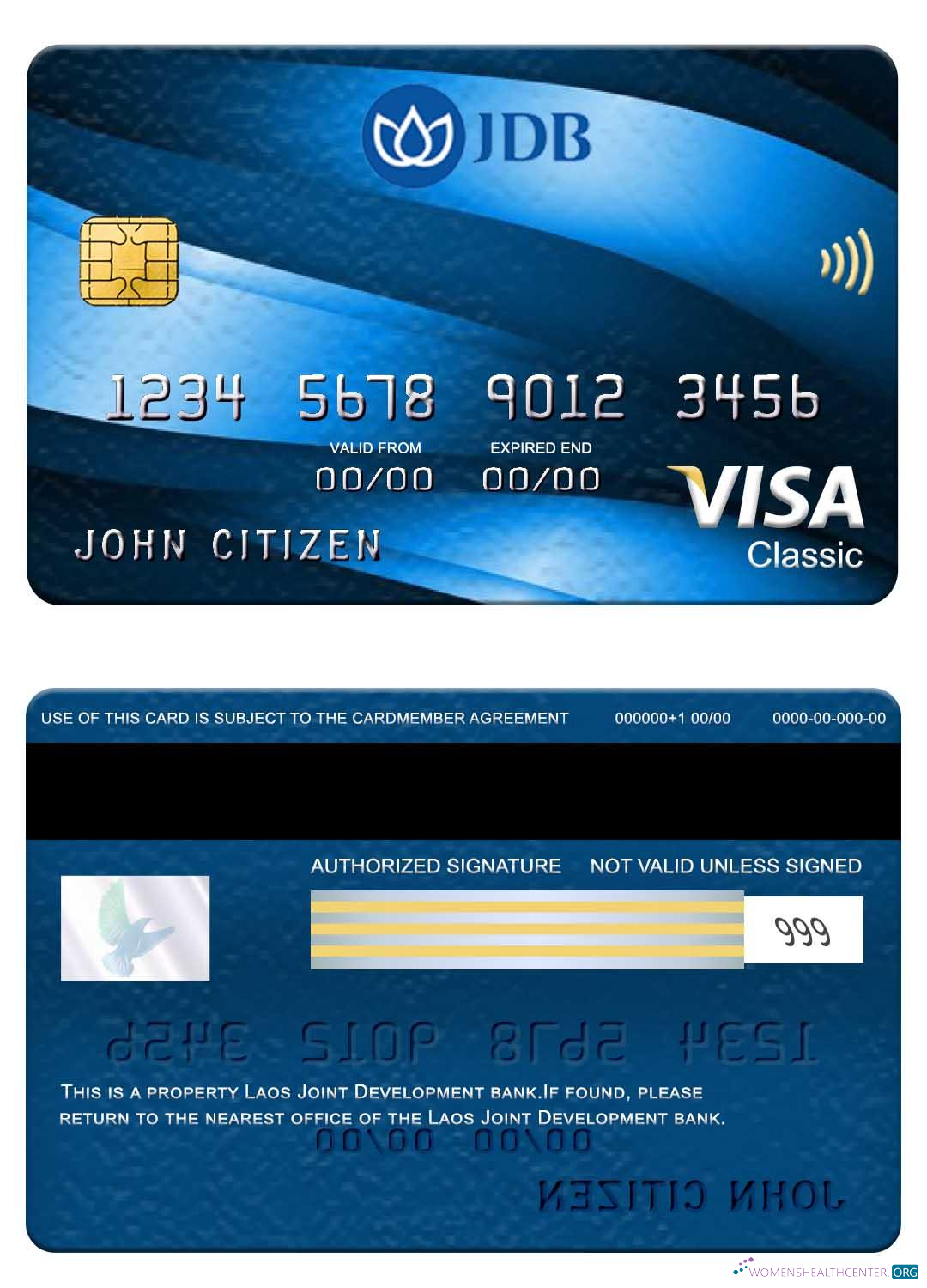 Hochwertige Herunterladen Laos Joint Entwicklung Bank Visa Classic Karte Photoshop Vorlage