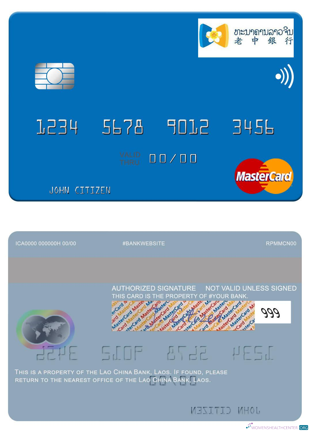 Realistische Herunterladen Laos Lao China Bank Mastercard Photoshop Vorlage