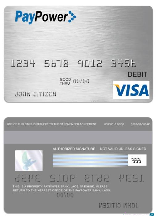 Premium Herunterladen Laos PayPower Bank Visa Debit Karte Photoshop Vorlage