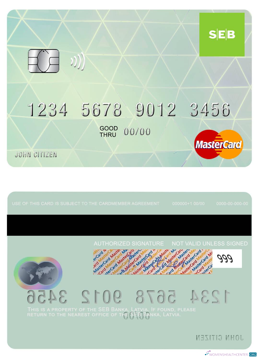 Hochwertige Herunterladen Lettland SEB Bank Mastercard Photoshop Vorlage