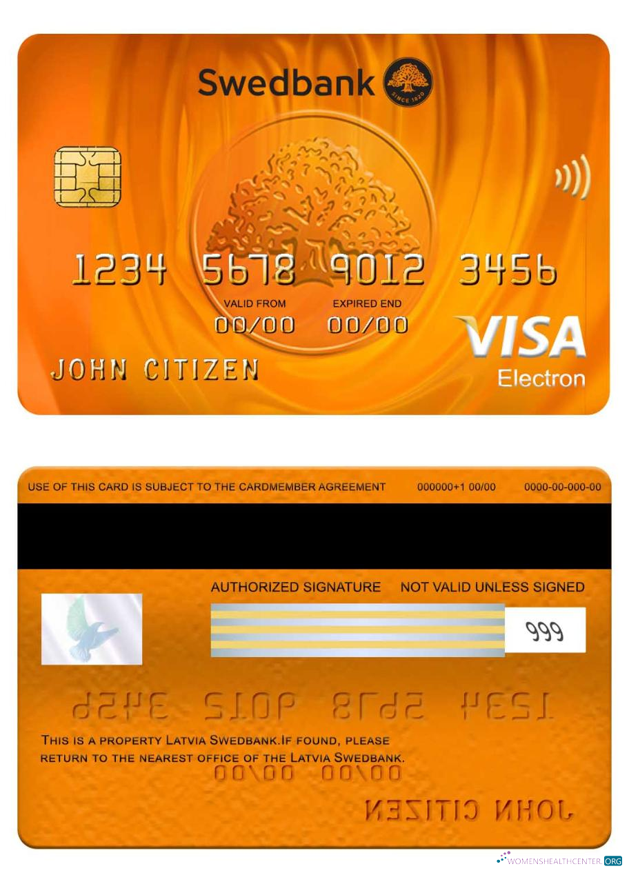 Hochwertige Herunterladen Lettland Swedbank Visa Electron Karte Photoshop Vorlage
